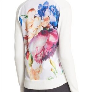 Ted Baker cream mixed print long sleeved cardigan XS